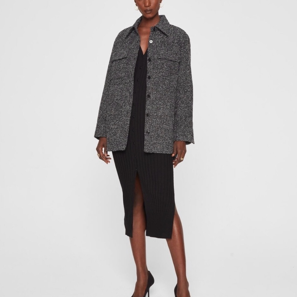 Club Monaco Women’s Black Tweed Jacket Shirt Jacket Size Small. NWOT